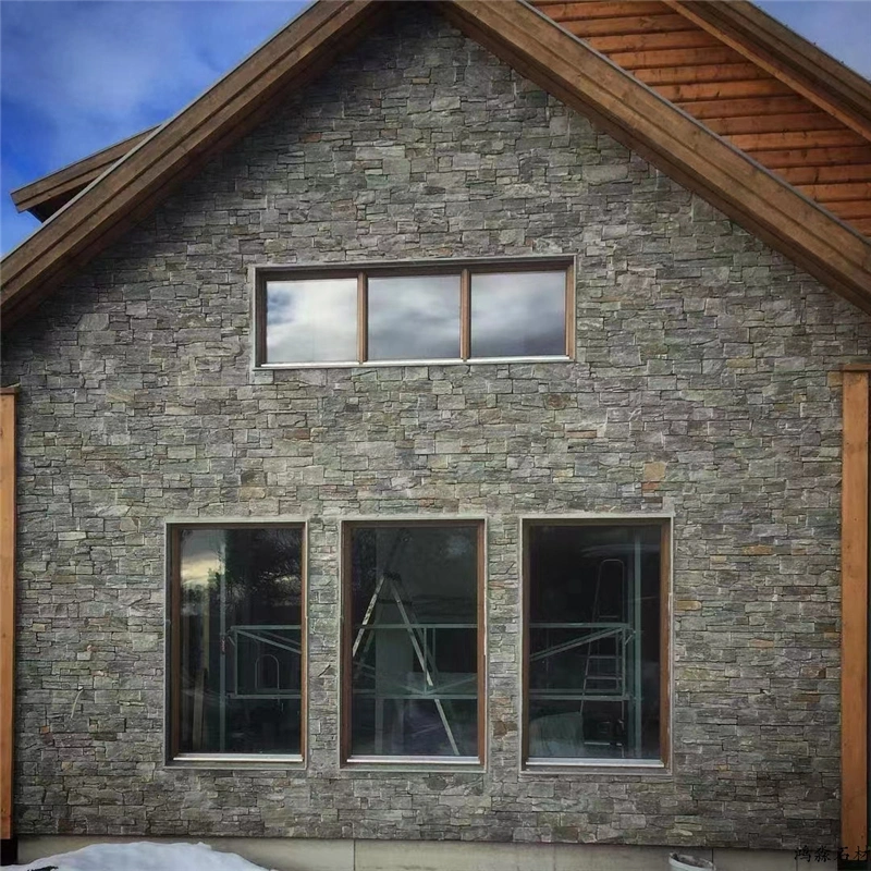 Green Stacked Stone Veneer for Garden Wall