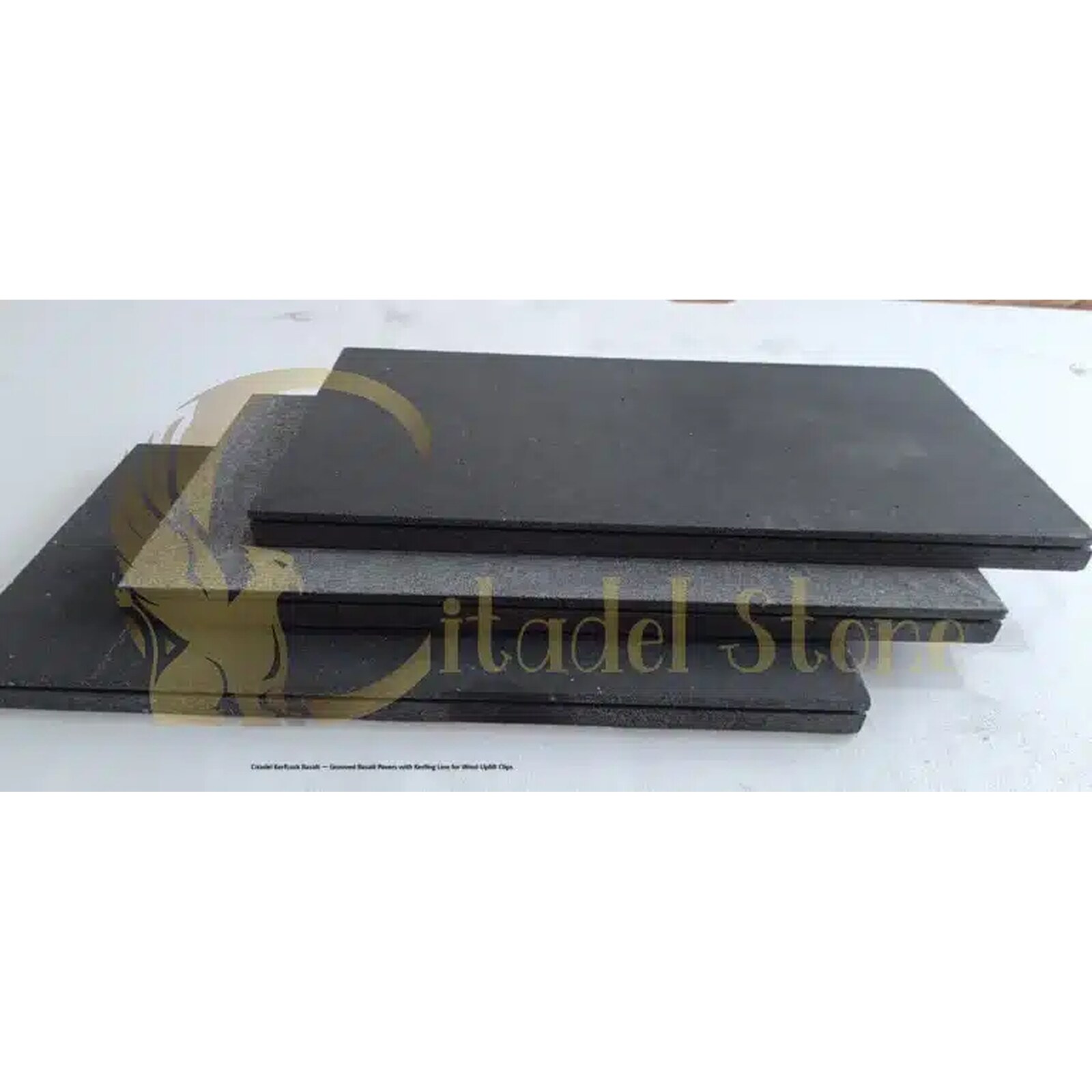 Citadel KerfLock Basalt — Grooved Basalt Pavers with Kerfing Line for Wind-Uplift Clips