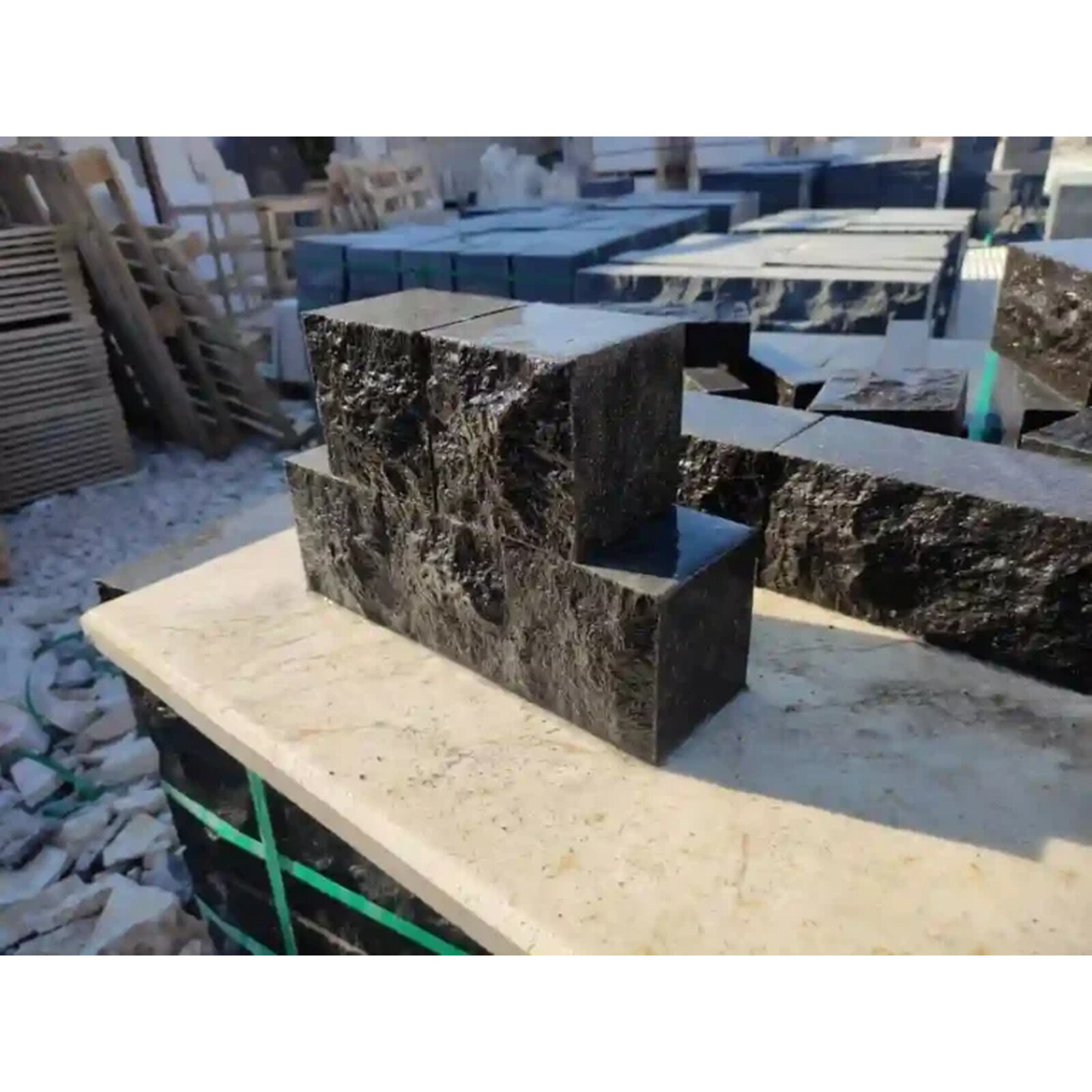 Black Basalt Split-Face Cobble Setts