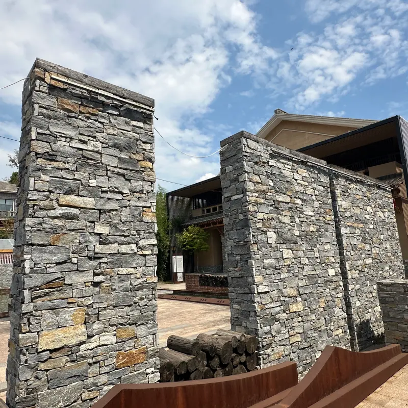 Blue Grey Pre-assembled Ledger Stone Panels