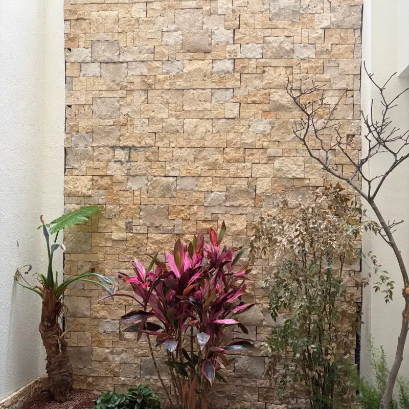 Warm Golden Cream Limestone Stacked Stone Panels