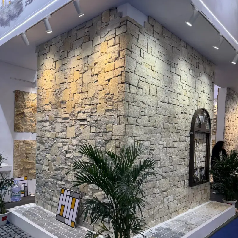Yellow Pre-Assembled Stacked Stone Panels