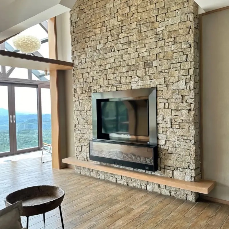 Yellow Pre-Assembled Stacked Stone Panels