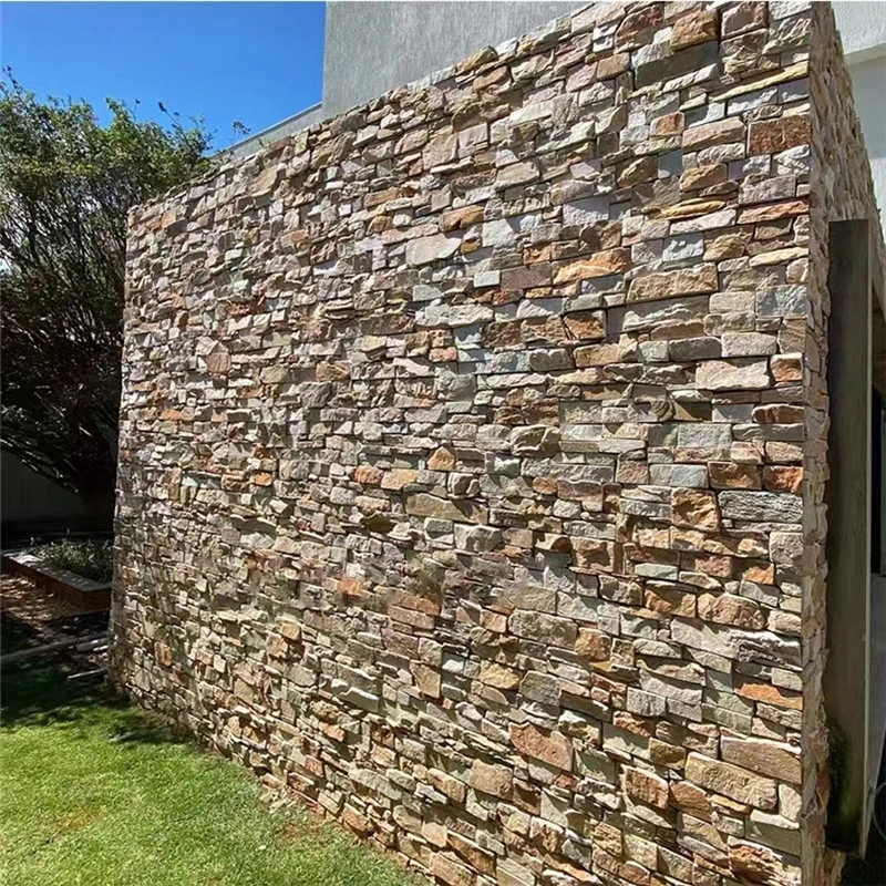 Yellow Rusty Stacked Stone Panels for Fireplace & Wall Cladding