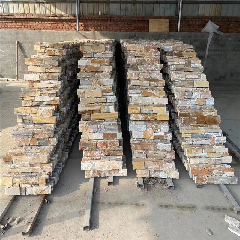 Yellow Rusty Stacked Stone Panels for Fireplace & Wall Cladding