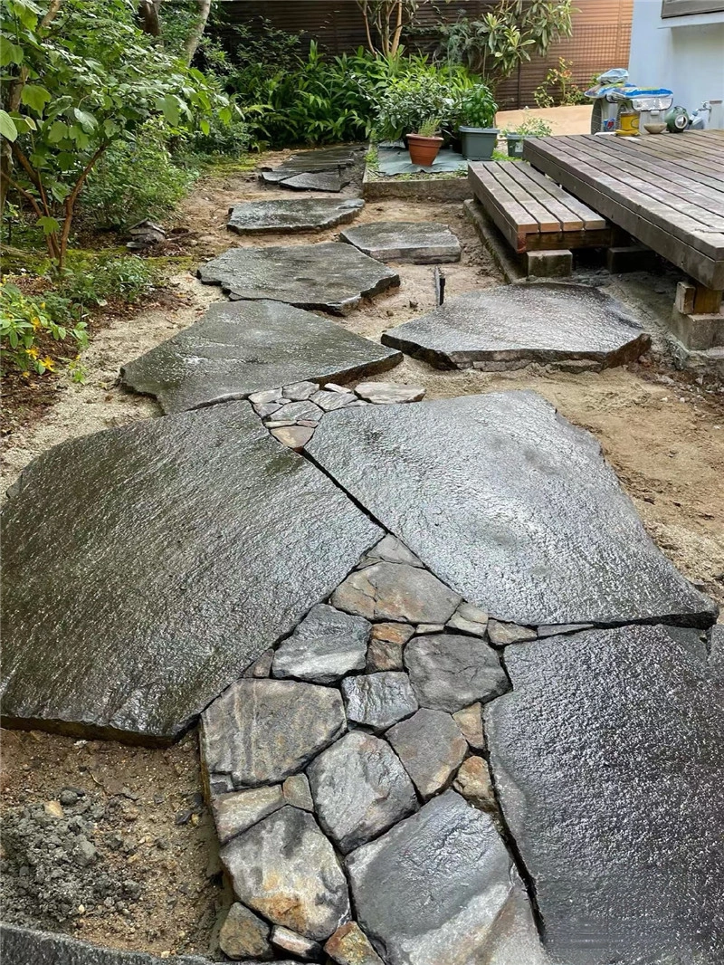Black Slate Crazy Paving for Patio & Façade Works