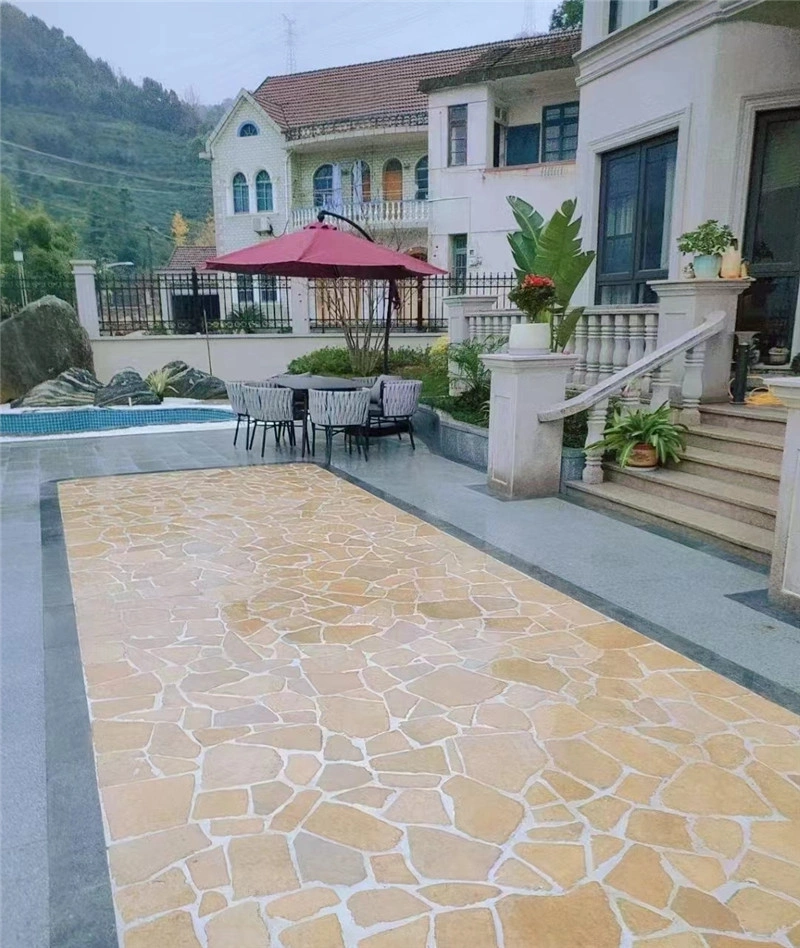 Yellow Limestone Crazy Paving for Garden & Courtyard