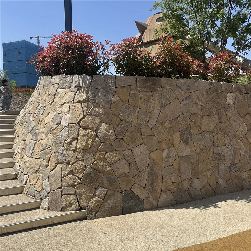 Yellow Slate Irregular Stone Cladding for Courtyard Walls